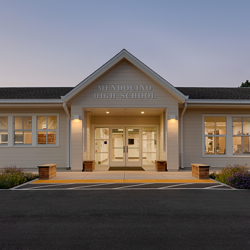 Mendocino High School entrance - square crop